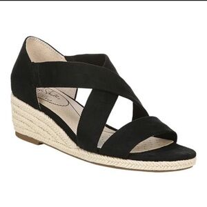 LifeStride Women's Siesta Stretch Black Espadrille Wedge Sandals - Size 11M =